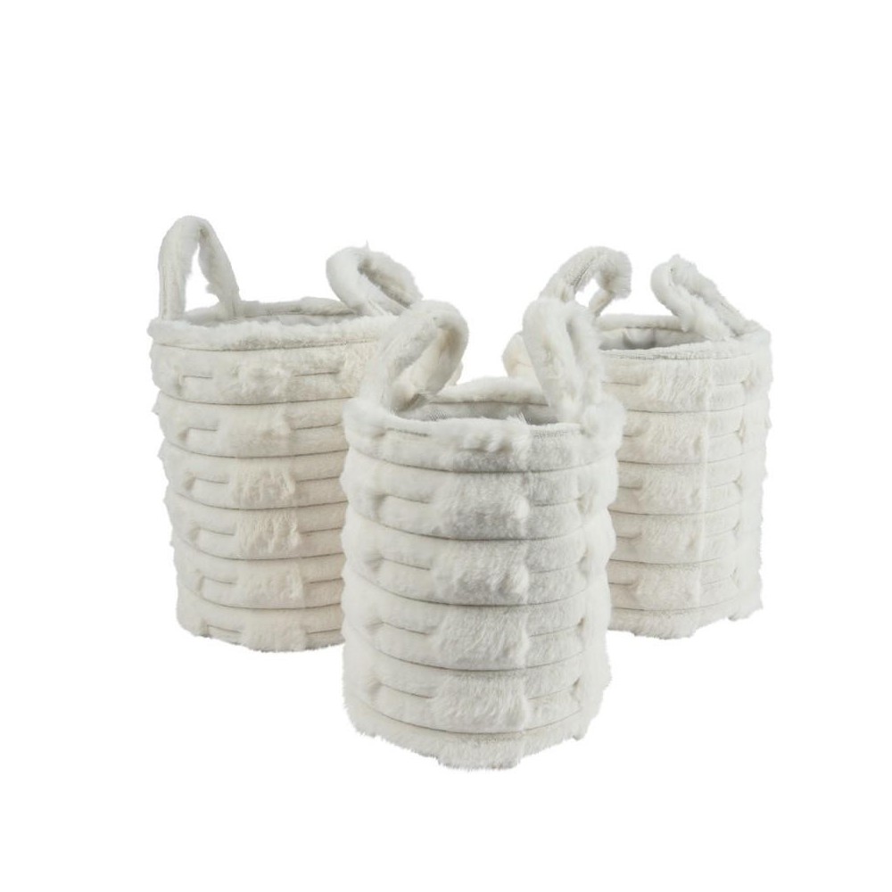 SET 3 CESTI PELLICCIA BIANCO H.30 H.28 H.25